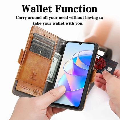 Imagem de Capa de telefone LOYWIN Flip Leather Wallet com RFID para Honor X7a