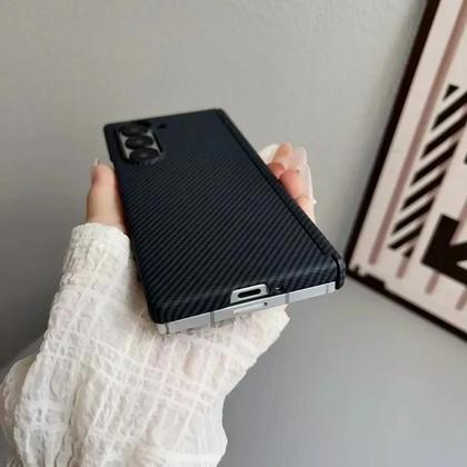 Imagem de Capa De Telefone MagSafe Com Textura De Fibra De Carbono Para Samsung Galaxy Z Fold 7 6 5 5G Capa De