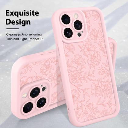 Imagem de Capa de telefone MZELQ para iPhone 15 Pro Max Silicone Floral Rosa