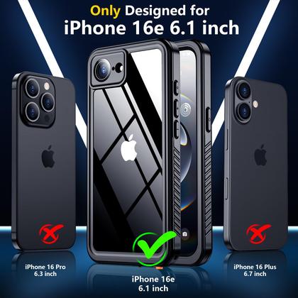 Imagem de Capa de telefone SPIDERCASE para iPhone 16e impermeável preta/transparente