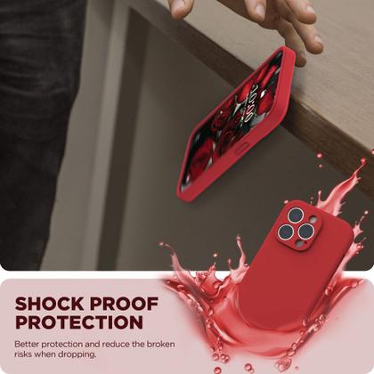 Imagem de Capa de telefone SURPHY projetada para iPhone 14 Pro vermelha com protetor de tela