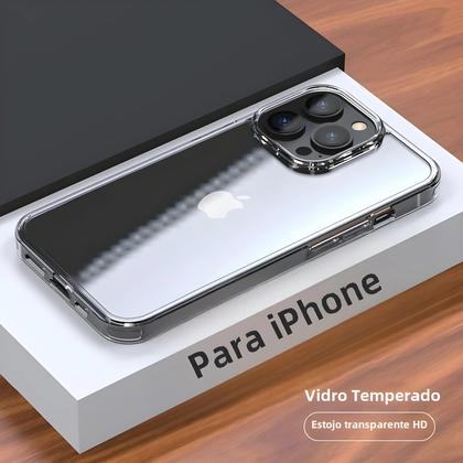 Imagem de Capa de Vidro Temperado para iPhone 15/14/13/12/11 Pro Max - Transparente e à Prova de Choques