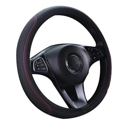 Imagem de Capa de Volante Antiderrapante em PU - Couro Respirável (37-38cm) - Acessório Universal para Carro