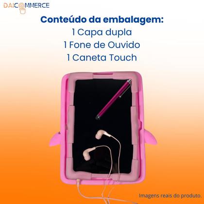 Imagem de Capa Dupla Proteção Para Tablet Lenovo M9 Com Caneta Touch + Fone de Ouvido Rosa Emborrachada