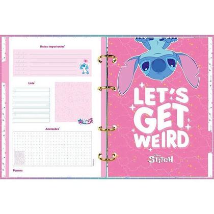 Imagem de Capa Dura Aloha Stitch Rosa Divisórias 7062
