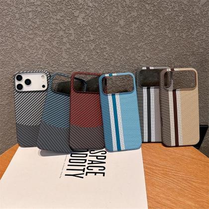 Imagem de Capa Dura De Fibra De Carbono Bicolor Para iPhone 17 Air 16 pro Max 15 14 plus 13 12 11 Capa À Prova