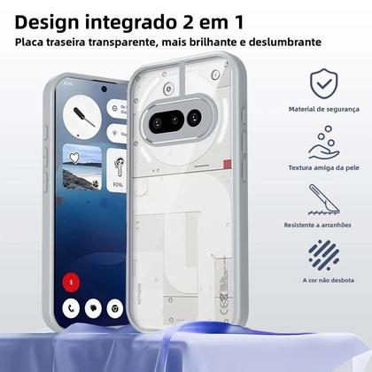 Imagem de Capa Dura Transparente Fosca Com Bumper De Silicone À Prova De Choque Para Nothing Phone 3A 5G Com