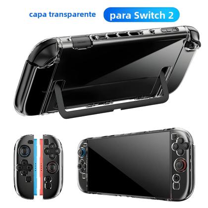 Imagem de Capa dura transparente para pc, capa protetora dividida para console nintendo switch 2, acessórios