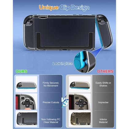 Imagem de Capa dura transparente para pc, capa protetora dividida para console nintendo switch 2, acessórios