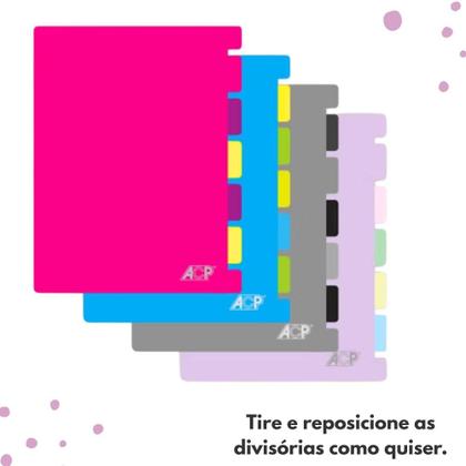 Imagem de Capa e Contracapa C/5 Divisórias ACP Para Caderno Universitário Flex Cover