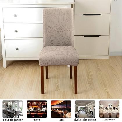 Imagem de Capa Elástica de Jacquard para Cadeiras de Jantar - Proteção e Decoração