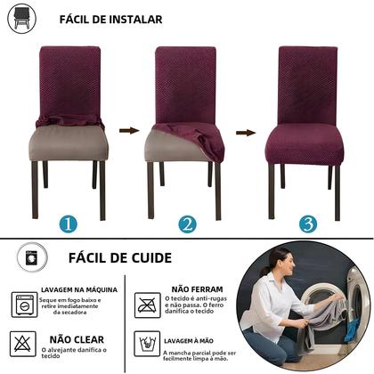 Imagem de Capa Elástica de Jacquard para Cadeiras de Jantar - Proteção e Decoração