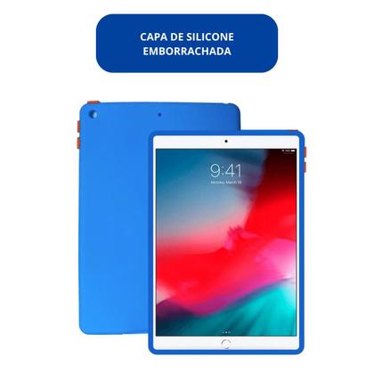 Imagem de Capa Emborrachada antiqueda kit com Película p/ Ipad 10.2 pol 7,8 9ª Geração