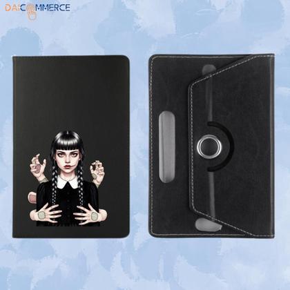 Imagem de Capa Giratória 360º Personalizada para Tab Samsung A9 8.7 X110 X115 X116 + Película Proteção Vidro Temperado + Mãozinha Addams