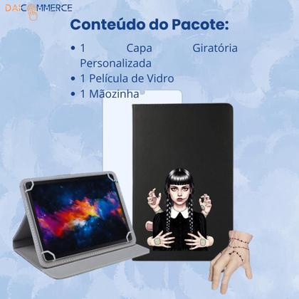 Imagem de Capa Giratória 360º Personalizada para Tab Samsung A9 8.7 X110 X115 X116 + Película Proteção Vidro Temperado + Mãozinha Addams