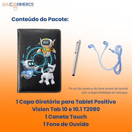 Imagem de Capa Giratória Com Suporte Para Tablet Positivo Vision Tab 10 + Caneta Touch + Fone