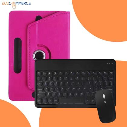 Imagem de Capa Giratória kit c Teclado Touchpad Rosa p/ Tablet 10.1 polegadas