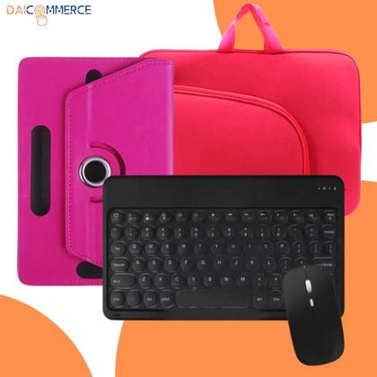 Imagem de Capa Giratória kit c Teclado Touchpad Rosa p/ Tablet 10.1 polegadas