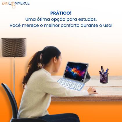 Imagem de Capa Giratória Para Tablet Moto Tab G70 Estampada + Teclado Touchpad