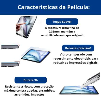 Imagem de Capa giratória + Película de vidro para iPad Air 6 M2 11”