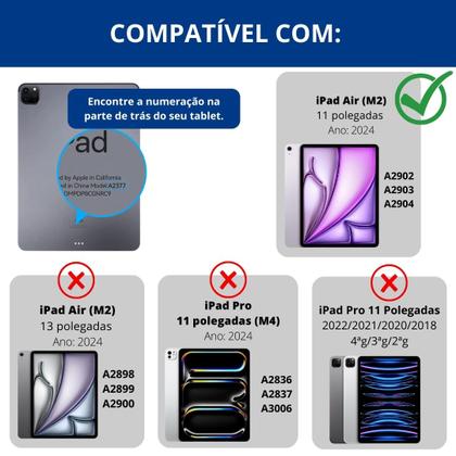 Imagem de Capa giratória + Película de vidro para iPad Air 6 M2 11”
