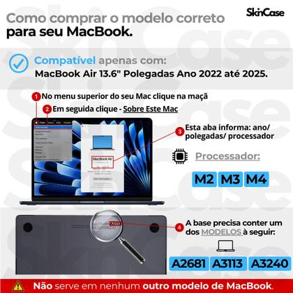 Imagem de Capa Hard Case Compatível C/ MacBook Air 13.6 Polegadas - Modelos: M2 A2681 / M3 A3113 (2022 até 2024+)