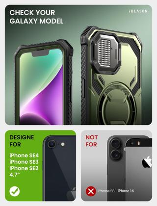 Imagem de Capa i-Blason para iPhone 16e de 6,1 polegadas, verde resistente