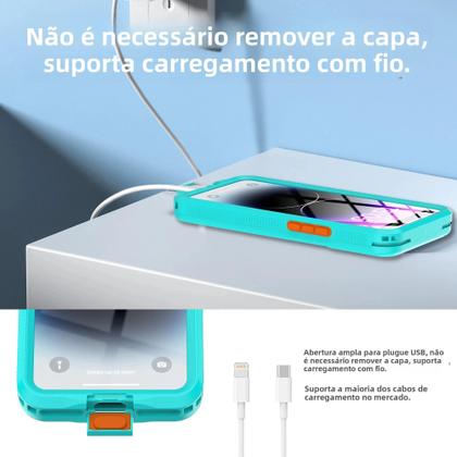 Imagem de Capa Impermeável com Tela de Toque para iPhone 12/13/14/15 - Design Moderno e Elegante