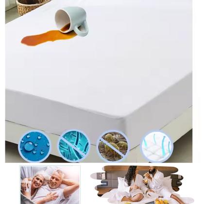 Imagem de Capa Impermeável de Colchão PVC Com Elástico - Branca - Solteiro Padrão