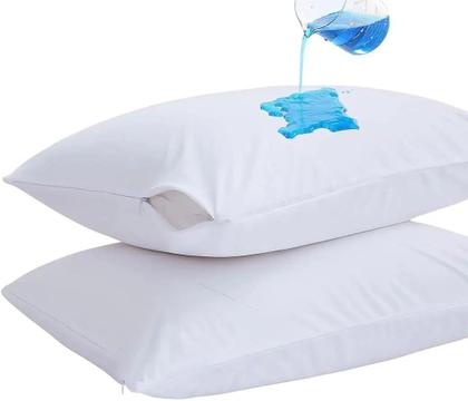 Imagem de Capa Impermeável de Travesseiro Com Ziper 100% Algodão Fronha Protetora Anti Acaro Grande Branco - Trisoft