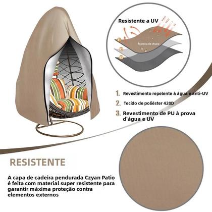 Imagem de Capa Impermeável E À Prova De Vento Para Cadeira Suspensa Com Zíper E Cordão Ajustável Para Balanço