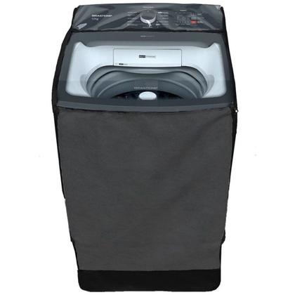 Imagem de Capa Impermeavel Reforçada Maquina De Lavar Lavadora Brastemp 14kg Bwk Zíper Painel Transparente Preta