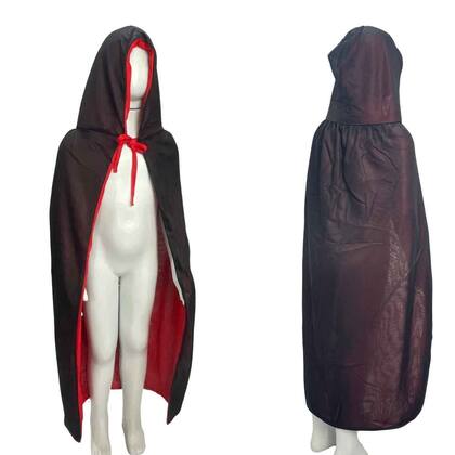 Imagem de Capa Infantil Vampiro Drácula Dupla Face com Capuz Festa Halloween 80cm