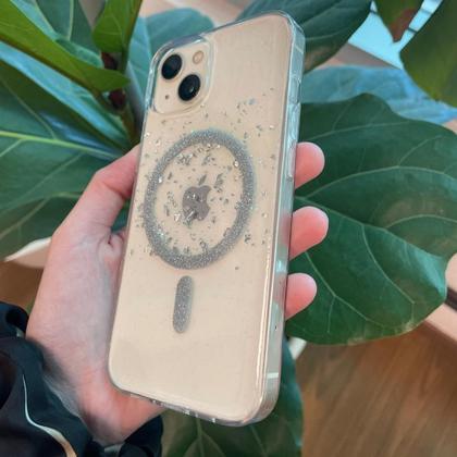 Imagem de Capa iPhone Transparente Glitter Prata