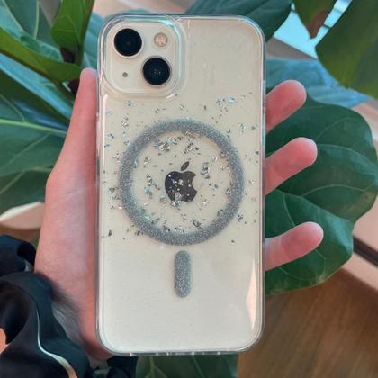 Imagem de Capa iPhone Transparente Glitter Prata