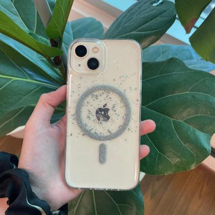 Imagem de Capa iPhone Transparente Glitter Prata