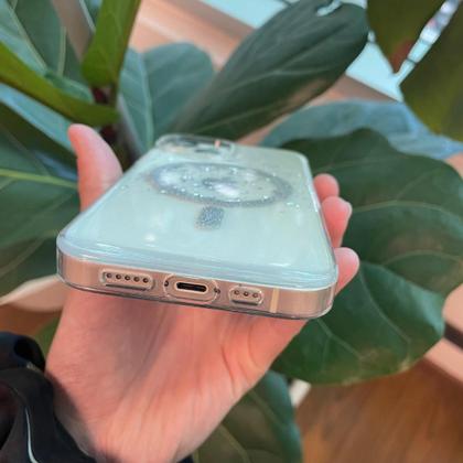 Imagem de Capa iPhone Transparente Glitter Prata