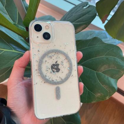 Imagem de Capa iPhone Transparente Glitter Prata