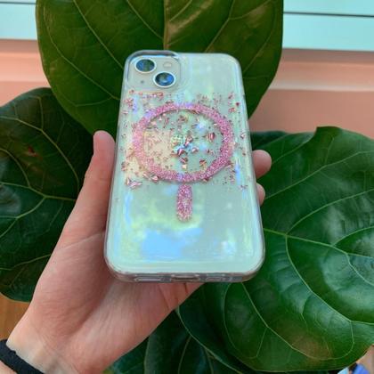 Imagem de Capa iPhone Transparente Glitter Rosa