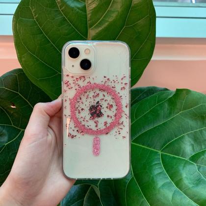 Imagem de Capa iPhone Transparente Glitter Rosa