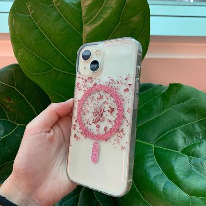 Imagem de Capa iPhone Transparente Glitter Rosa