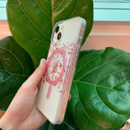 Imagem de Capa iPhone Transparente Glitter Rosa