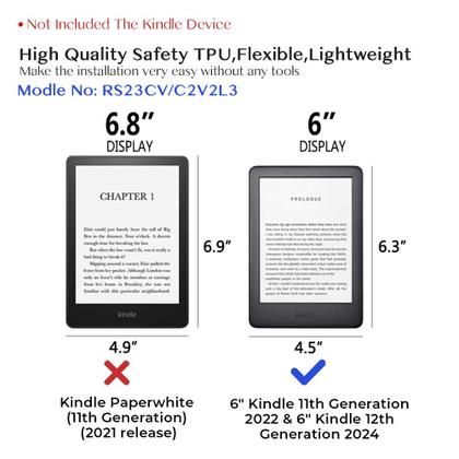 Imagem de Capa J.M.SHOW Clear para Kindle de 6 polegadas com vidro temperado 2022