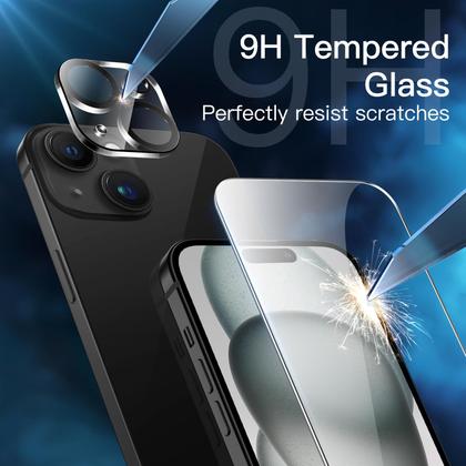 Imagem de Capa JeTech 5 em 1 fosca para iPhone 15 Plus de 6,7" com protetores