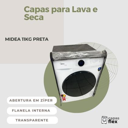 Imagem de Capa lava e seca midea 11kg preta transparente flex