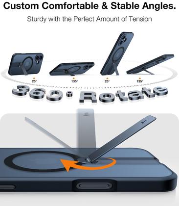Imagem de Capa Magnética 360° TORRAS com Suporte para iPhone 16 - Preta