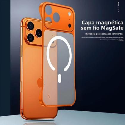 Imagem de Capa Magnética Fosca Transparente Antichoque Sem Borda Para iPhone 17 pro Max Com Carregamento Sem