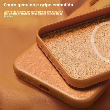 Imagem de Capa Magnética MagSafe de Couro para iPhone 15/14/13 Pro Max - À Prova d'Água