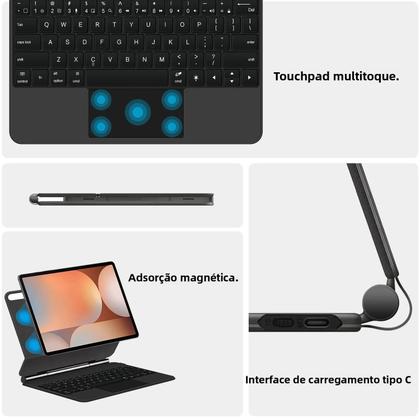 Imagem de Capa Magnética Para Teclado Inteligente Samsung Galaxy Tab S10 plus S9 S9+ S9 FE plus HUWEI Magic