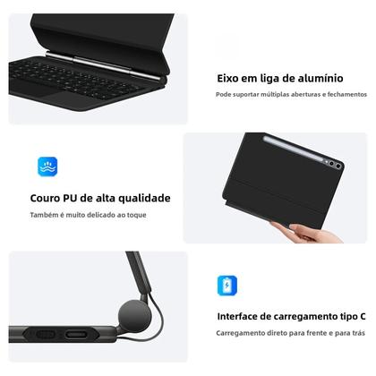 Imagem de Capa Magnética Para Teclado Inteligente Samsung Galaxy Tab S10 plus S9 S9+ S9 FE plus HUWEI Magic